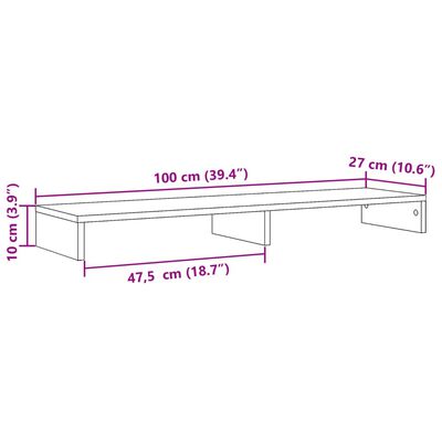 vidaXL Monitorstandaard 100x27x10 cm bewerkt hout wit