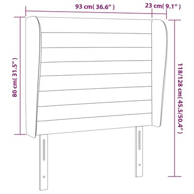 vidaXL Hoofdbord met randen 93x23x118/128 cm fluweel roze