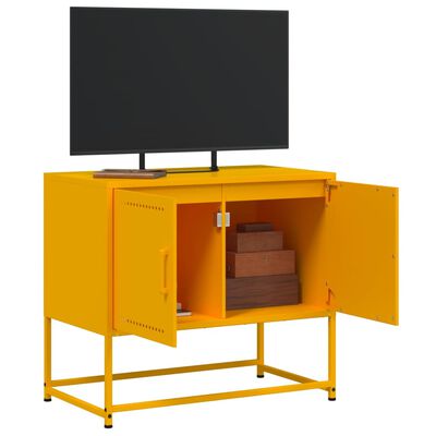 vidaXL Tv-meubel 68,5x39x60,5 cm staal mosterdgeel