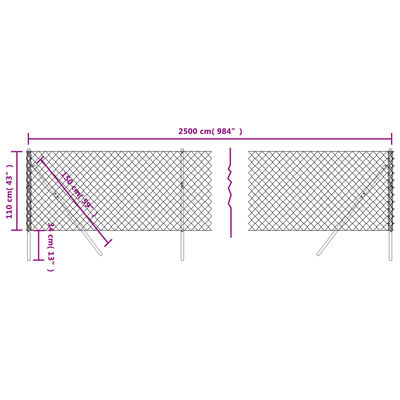 vidaXL Gaashek 1,1x25 m zilverkleurig