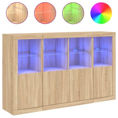 vidaXL Dressoirs met LED-verlichting 3 st bewerkt hout sonoma eiken