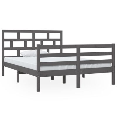 vidaXL Bedframe massief hout grijs 135x190 cm