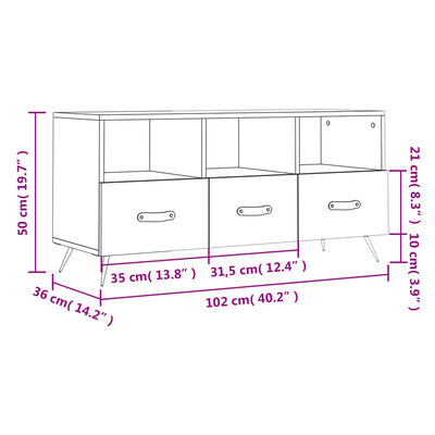 vidaXL Tv-meubel 102x36x50 cm bewerkt hout betongrijs