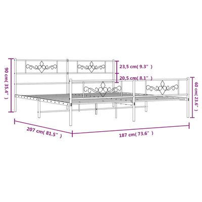 vidaXL Bedframe met hoofd- en voeteneinde metaal wit 180x200 cm