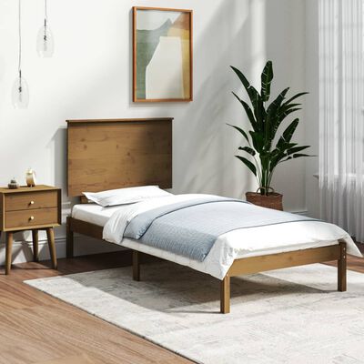 vidaXL Bedframe massief hout honingbruin 75x190 cm