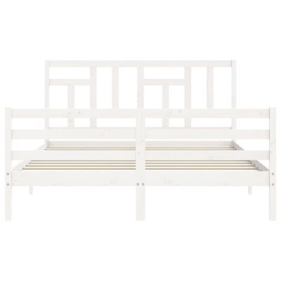 vidaXL Bedframe met hoofdbord massief hout wit