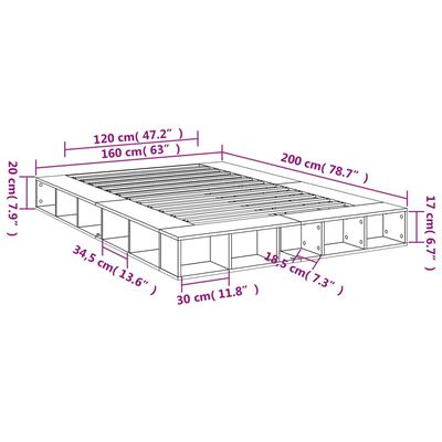 vidaXL Bedframe bewerkt hout bruin eikenkleur 160x200 cm