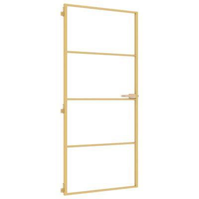 vidaXL Binnendeur smal 93x201,5 cm gehard glas en aluminium goudkleur