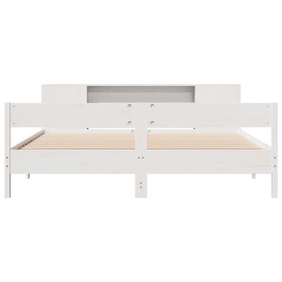 vidaXL Bed met boekenkast zonder matras grenenhout wit 180x200 cm