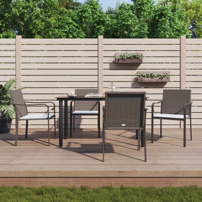 vidaXL 5-delige Tuinset met kussens poly rattan en staal