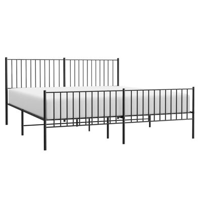 vidaXL Bedframe met hoofd- en voeteneinde metaal zwart 183x213 cm