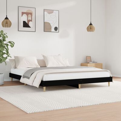 vidaXL Bedframe massief hout zwart 200x200 cm