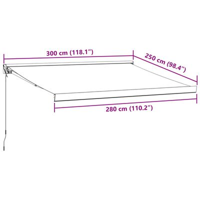 vidaXL Luifel handmatig uittrekbaar 300x250 cm bruin