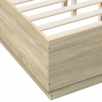 vidaXL Bedframe met LED-verlichting sonoma eikenkleurig 120x190 cm