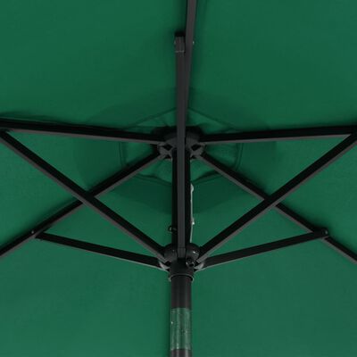 vidaXL Parasol met LED's en stalen paal 225x225x212 cm groen