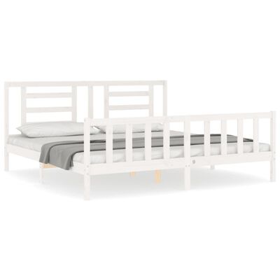 vidaXL Bedframe met hoofdbord massief hout wit