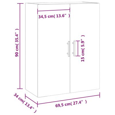 vidaXL Wandkast 69,5x34x90 cm gerookt eikenkleurig