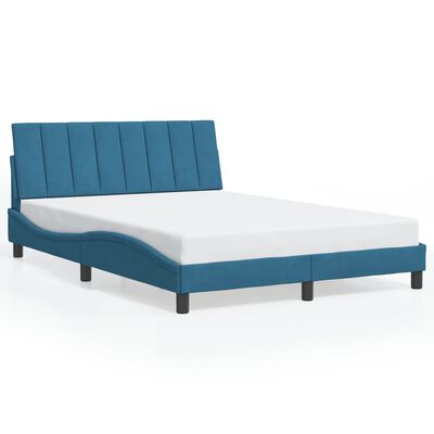 vidaXL Bedframe met hoofdeinde fluweel blauw 140x200 cm