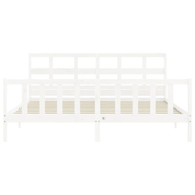 vidaXL Bedframe met hoofdbord massief hout wit 200x200 cm