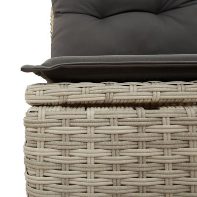 vidaXL 4-delige Loungeset met kussens poly rattan lichtgrijs