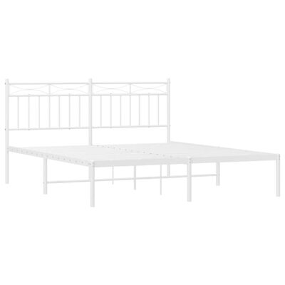 vidaXL Bedframe met hoofdbord metaal wit 150x200 cm