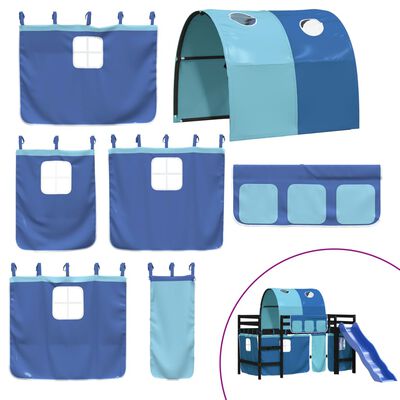 vidaXL Kinderhoogslaper met tunnel 80x200 cm massief grenenhout blauw