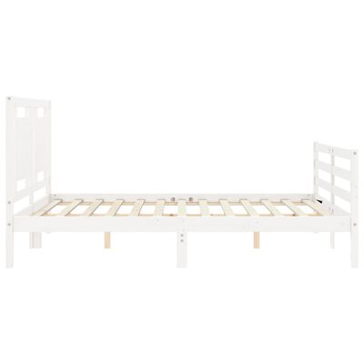 vidaXL Bedframe met hoofdbord massief hout wit