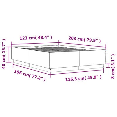 vidaXL Bedframe met LED-verlichting bewerkt hout betongrijs 120x200 cm