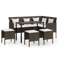 vidaXL 5-delige Loungeset L-vormig met kussens poly rattan bruin