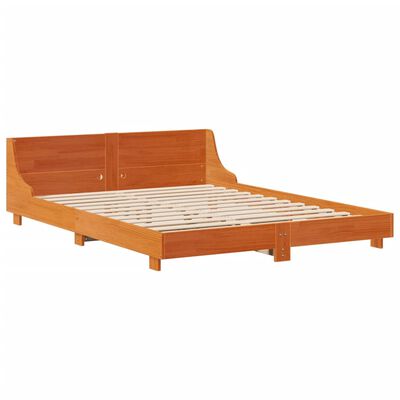 vidaXL Bedframe zonder matras massief grenenhout wasbruin 160x200 cm