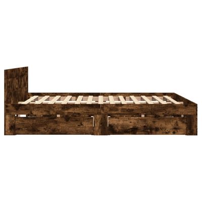 vidaXL Bedframe met hoofdeinde bewerkt hout gerookt eiken 140x200 cm