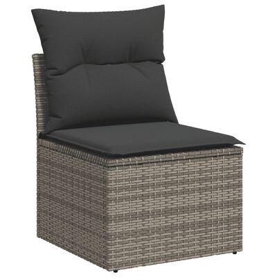 vidaXL 8-delige Loungeset met kussens poly rattan grijs