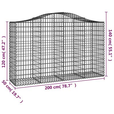 vidaXL Schanskorven 13 st gewelfd 200x50x120/140 cm ijzer