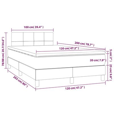 vidaXL Boxspring met matras stof blauw 120x200 cm