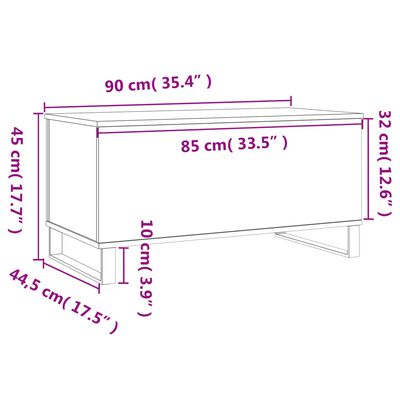 vidaXL Salontafel 90x44,5x45 cm bewerkt hout gerookt eikenkleurig