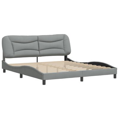 vidaXL Bedframe met hoofdbord stof lichtgrijs 180x200 cm