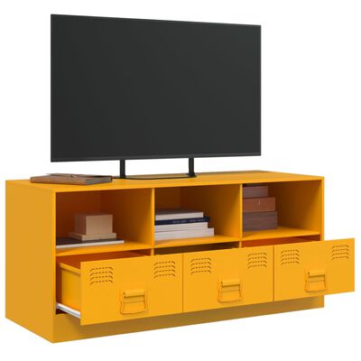 vidaXL Tv-meubel 99x39x44 cm staal mosterdgeel