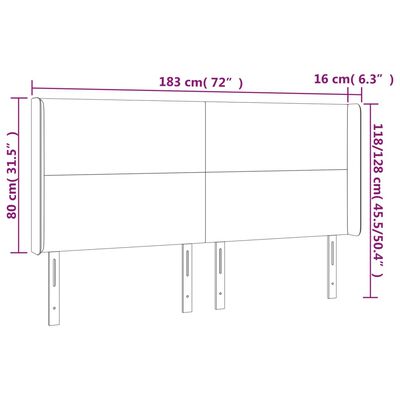 vidaXL Hoofdbord LED 183x16x118/128 cm kunstleer wit