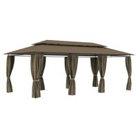 vidaXL Prieel met gordijnen 180 g/m² 600x298x270 cm taupe