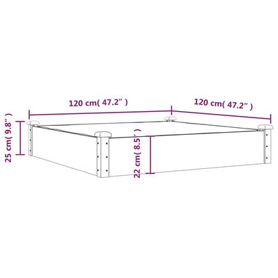 vidaXL Plantenbak verhoogd met voering 120x120x25 cm massief vurenhout