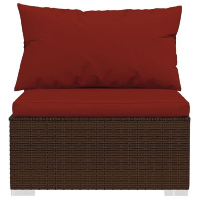 vidaXL 13-delige Loungeset met kussens poly rattan bruin