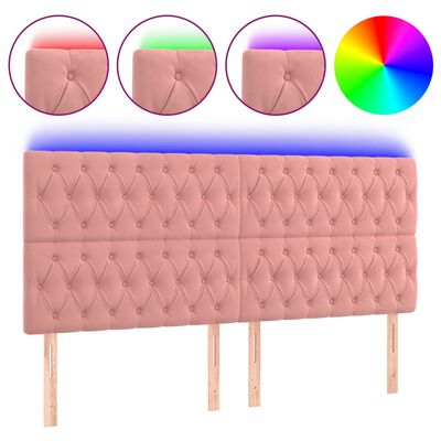 vidaXL Hoofdbord LED 200x7x118/128 cm fluweel roze