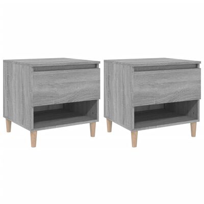 vidaXL Nachtkastjes 2 st 50x46x50 cm bewerkt hout grijs sonoma eiken