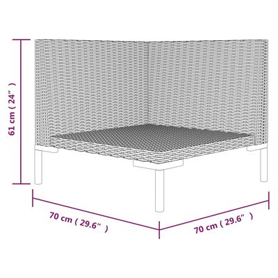 vidaXL Tuinbank met kussens halfrond poly rattan