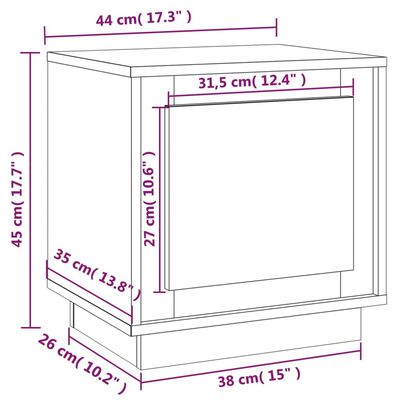 vidaXL Nachtkastje 44x35x45 cm bewerkt hout zwart