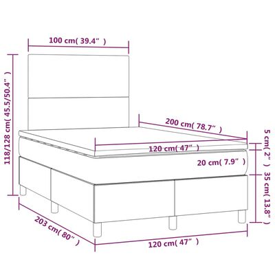 vidaXL Boxspring met matras kunstleer grijs 120x200 cm