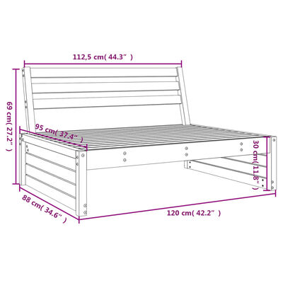 vidaXL Tuinmiddenbank 120x80 cm massief grenenhout wit