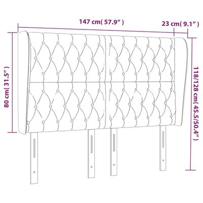 vidaXL Hoofdbord met randen 147x23x118/128 cm stof groen