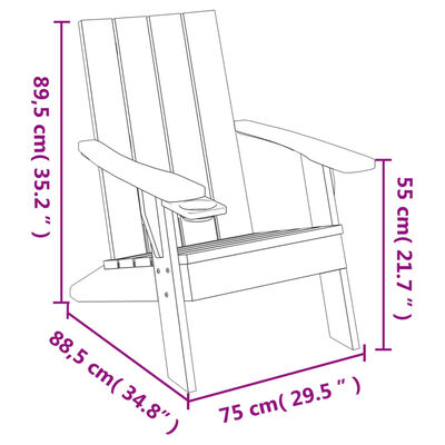 vidaXL Tuinstoel Adirondack 75x88,5x89,5 cm polypropeen lichtbruin