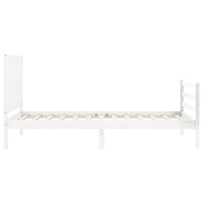 vidaXL Bedframe met hoofdbord massief hout wit 100x200 cm